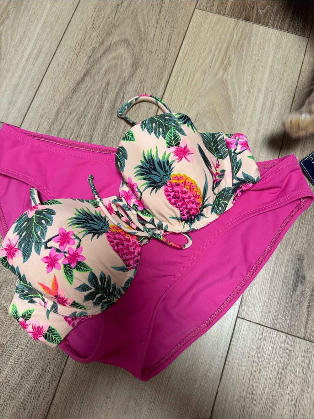 American Living & exhilaration Pink Tropical Pineapple top and pink bottom